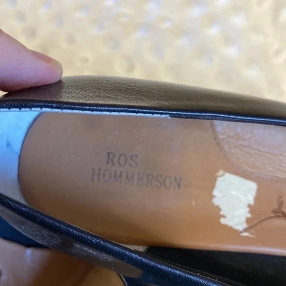 Ros Hommerson Black Leather Patent Toe Pumps - Picture 7 of 12